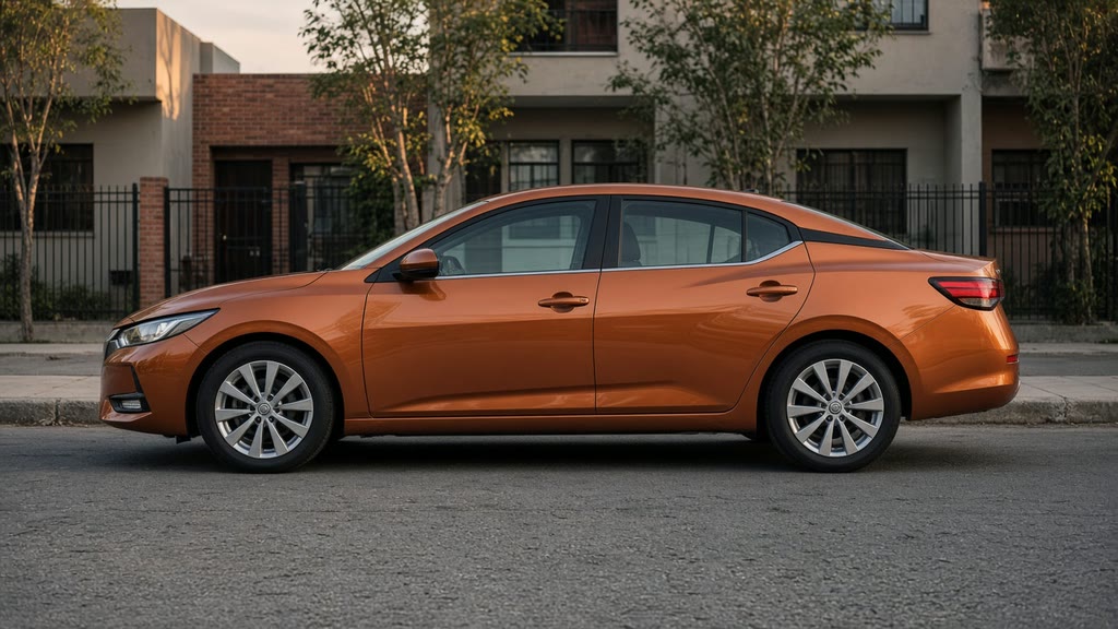 Медно-оранжевый Nissan Sylphy в профиль — авто из Китая под заказ