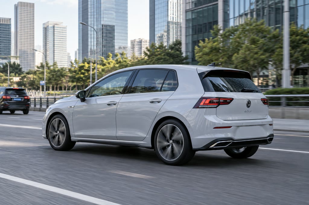 Volkswagen Golf в городе — авто из Китая под заказ Volkswagen Golf на городской улице после заказа из Китая