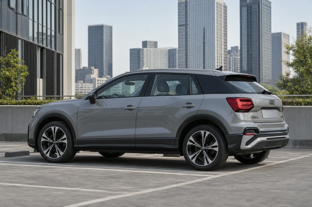 Audi Q2L на парковке — авто из Китая под заказ Audi Q2L на городской парковке после заказа из Китая