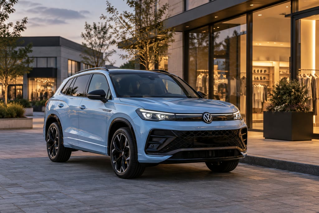 Volkswagen Tiguan L Pro у торгового центра после заказа из Китая