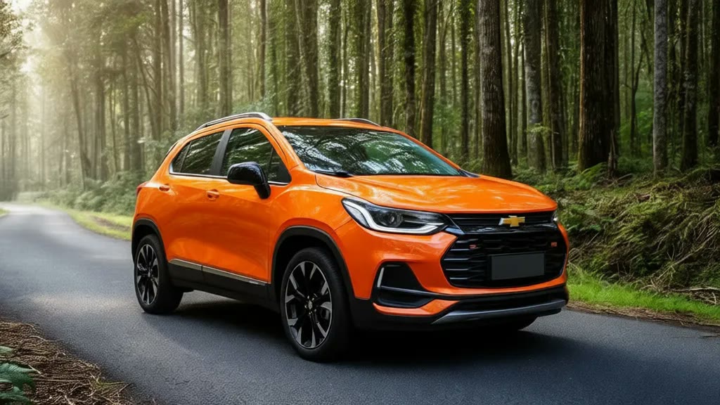 Chevrolet Trax на лесной дороге — авто из Китая Оранжевый Chevrolet Trax на лесной дороге — авто из Китая